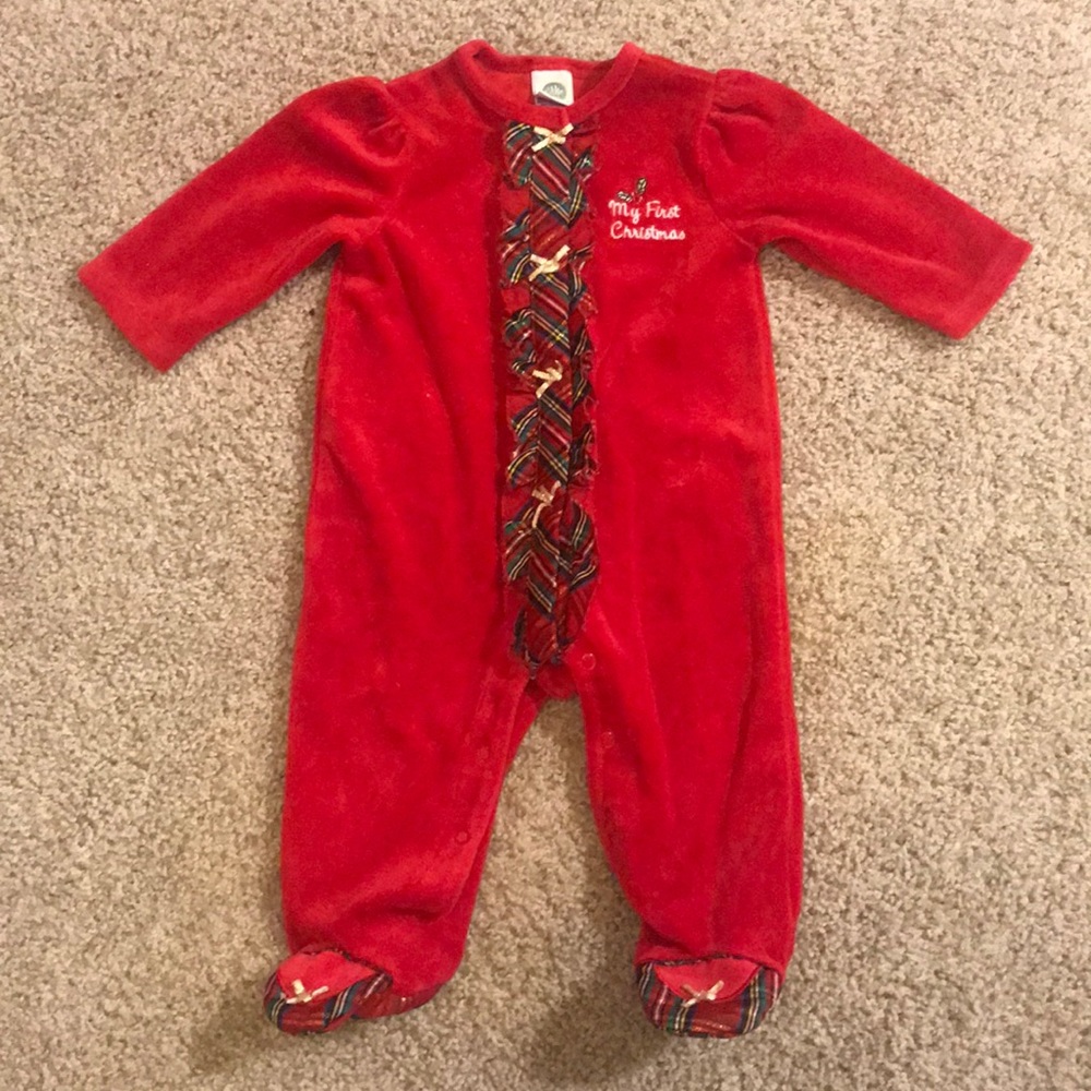 Velour baby girl onesie size 6 months
